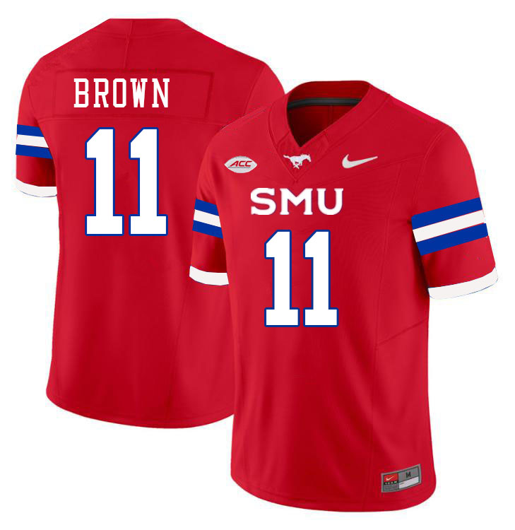 SMU Mustangs #11 Carterrious Brown Jersey College Football Uniforms-Red